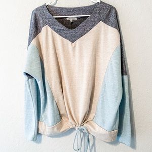 Tie waist sweatshirt top
